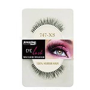 Amazing Shine Human Hair Eyelashes (1pc) (Options) - 747-XS, 1pc