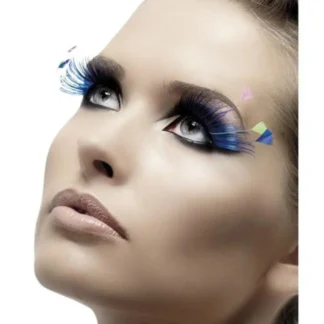 Blue False Eyelashes With Feather Plumes (1pc)