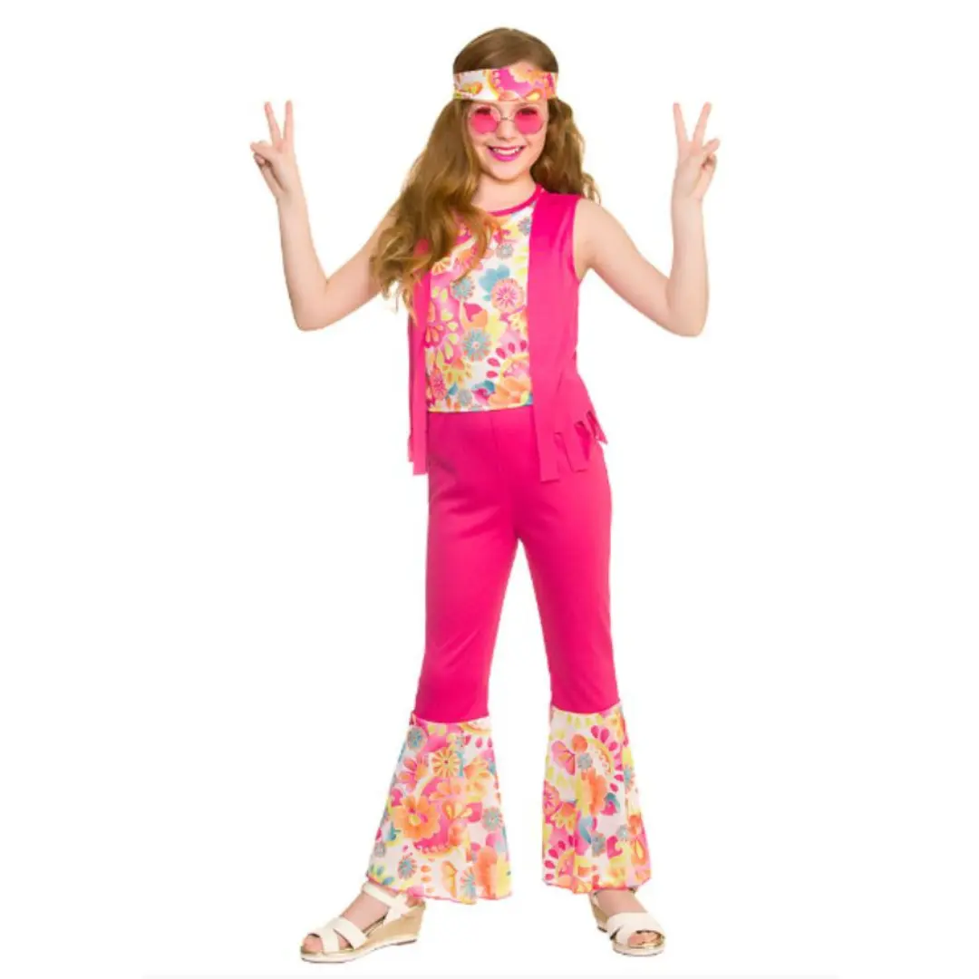 Girls Groovy Hippie Girl Fancy Dress Costume - 11-13 Years (1pc) - EG3625