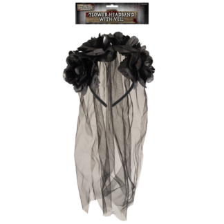 Henbrandt Halloween Bride Flower Headband With Veil (1pc)