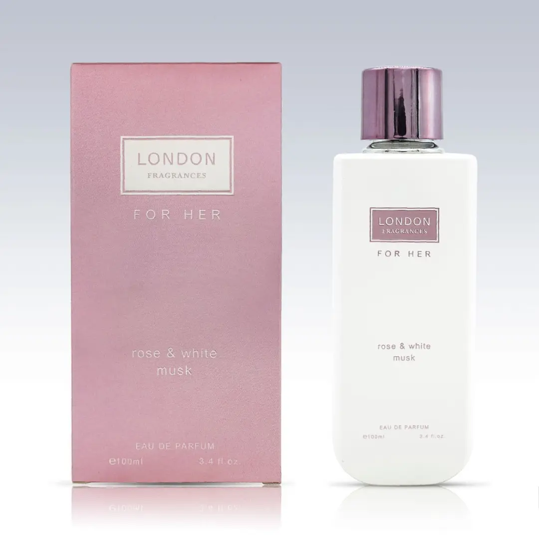 London Fragrances Rose & White Musk 100ml EDP Spray - for Her (1pc)