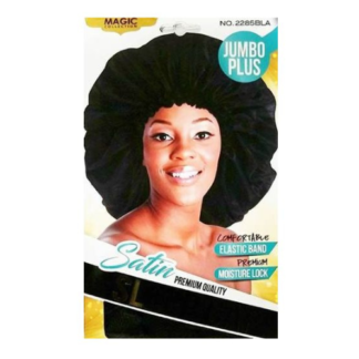 Magic Collection Satin Sleep Cap (Jumbo Plus) - Black (12pcs)
