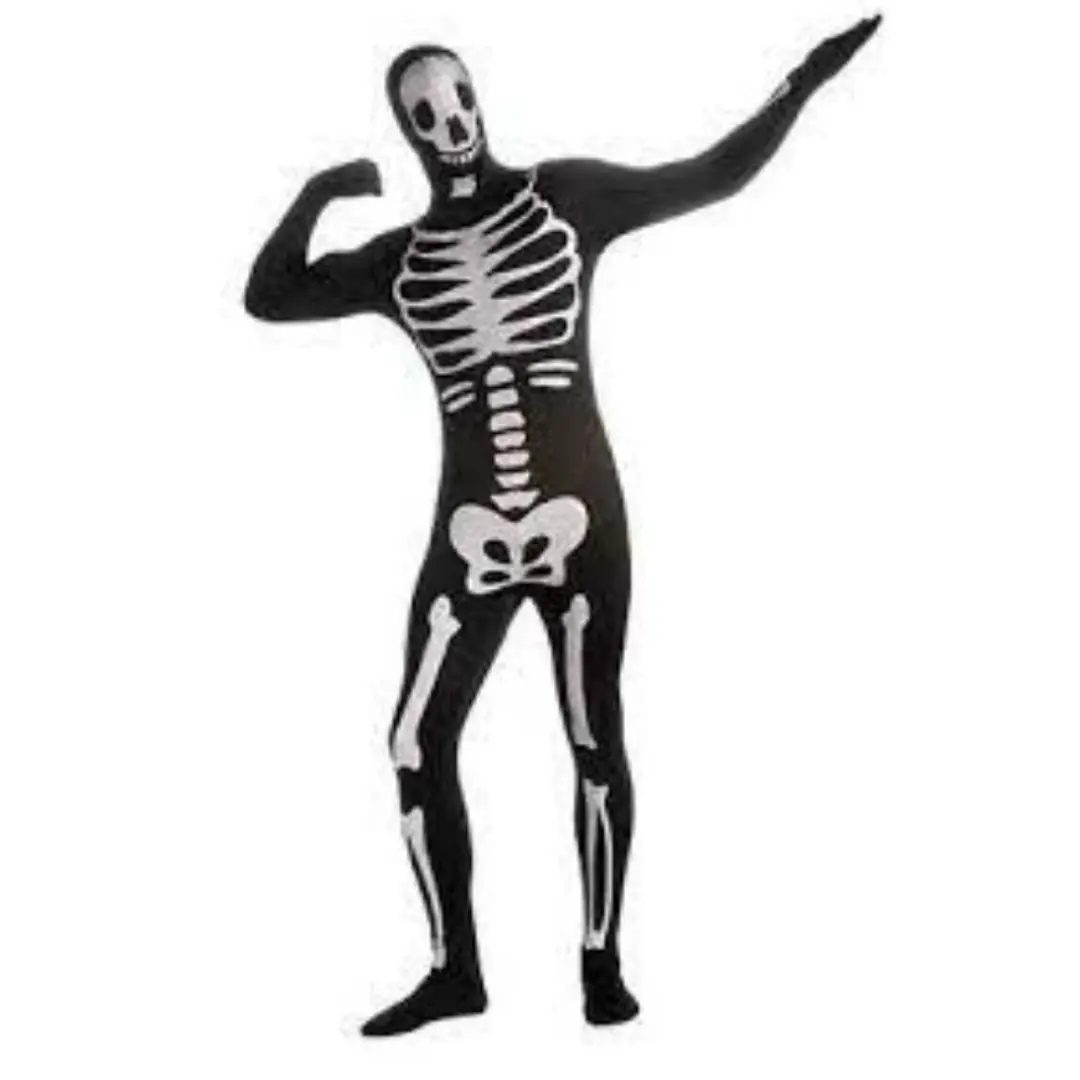 Mens Skeleton 2nd Skin Fancy Dress Costume (Options) (1pc)