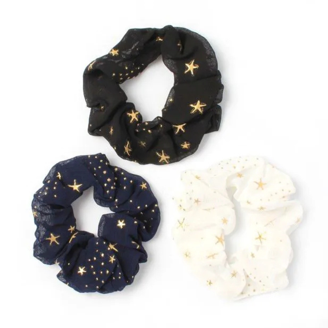Molly & Rose Star Print Fabric Scrunchie (6pcs) 8083