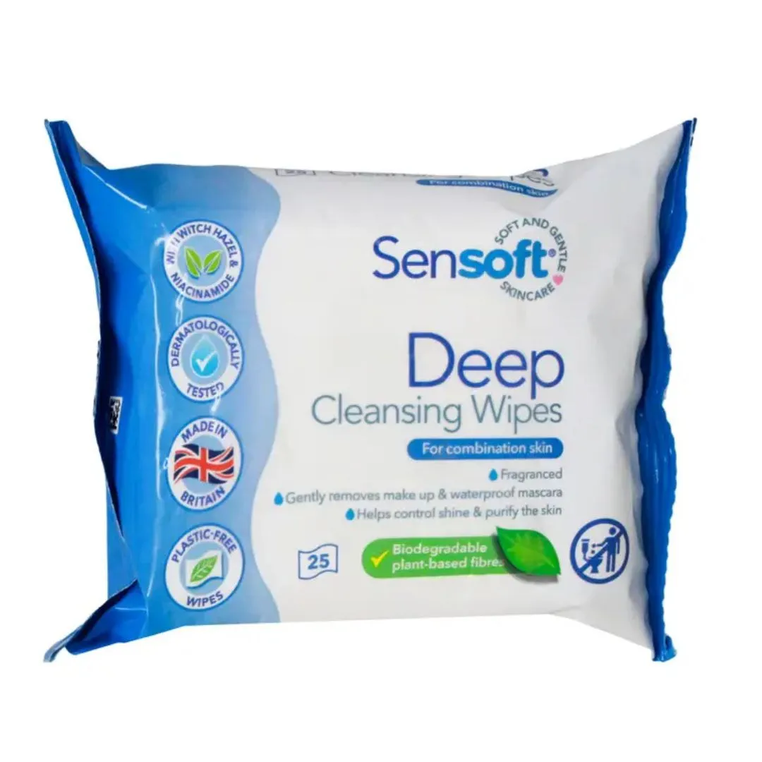 Sensoft 25 Facial Deep Cleansing Wipes (12pc)