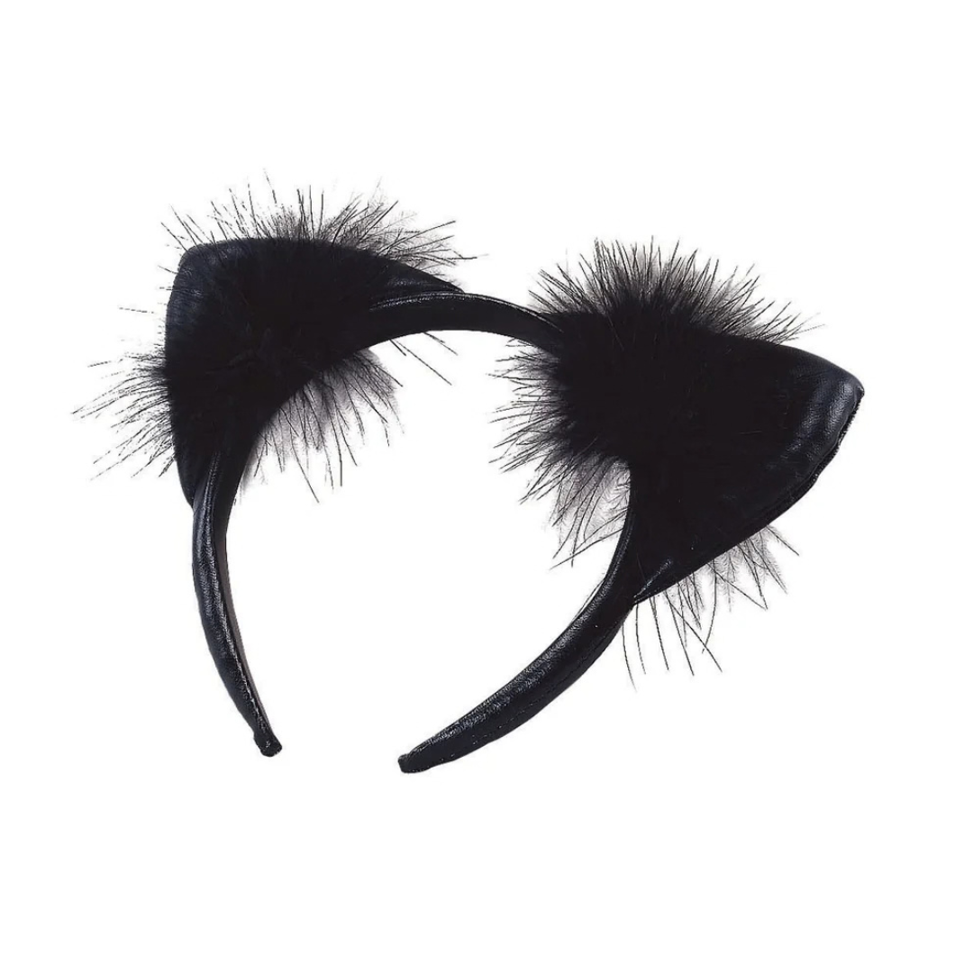 Smiffys Black Vinyl Cat Ears Headband (1pc)
