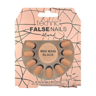 Technic Almond False Nails - Mini Black Mani (6pcs)