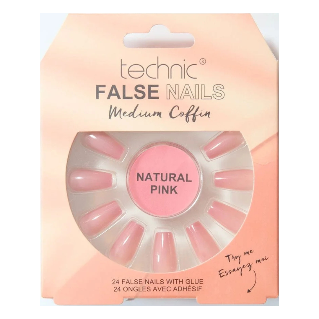 Technic False Medium Coffin Nails - Natural Pink (6pcs) 24179