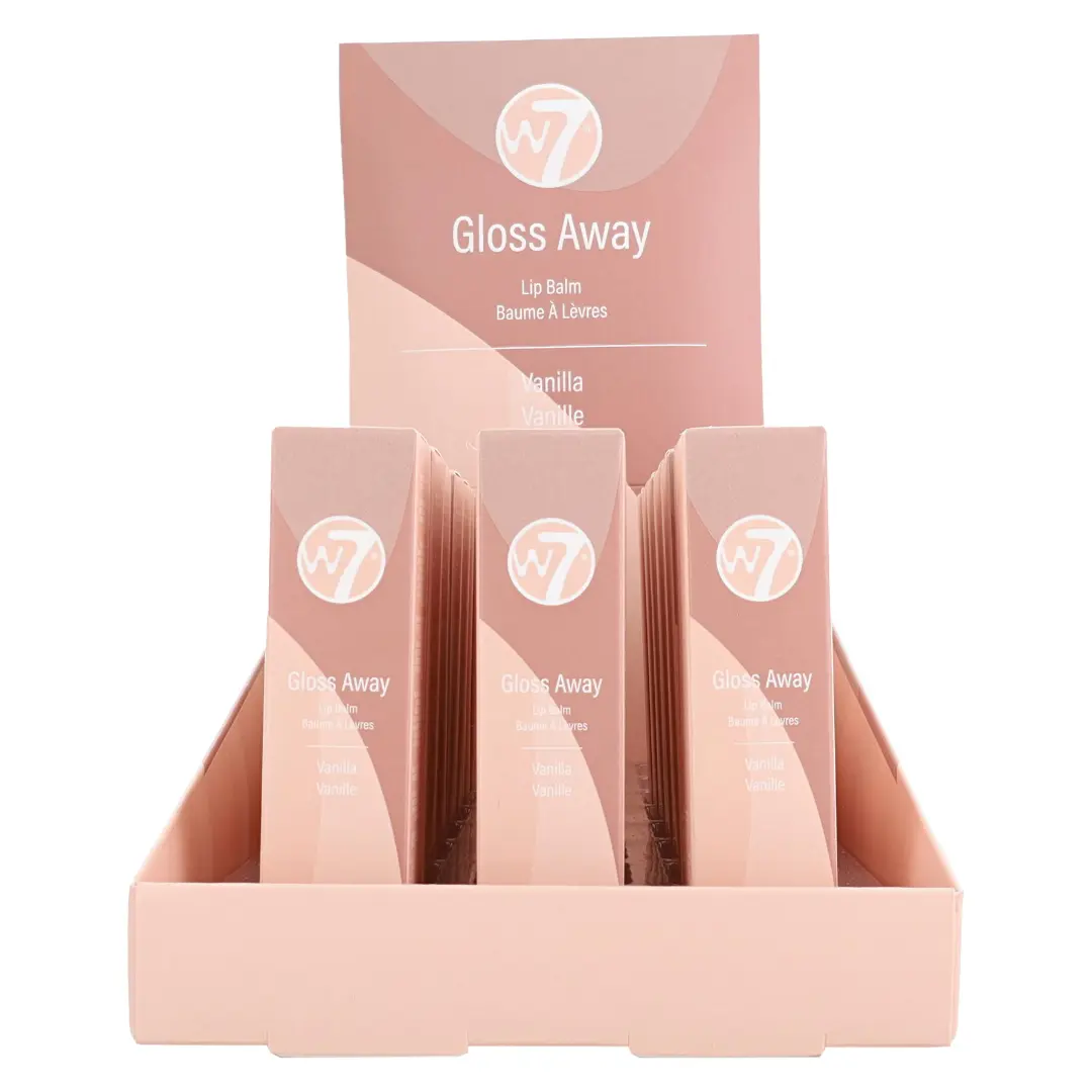 W7 Gloss Away Lip Balm Display - Vanilla (24pc)
